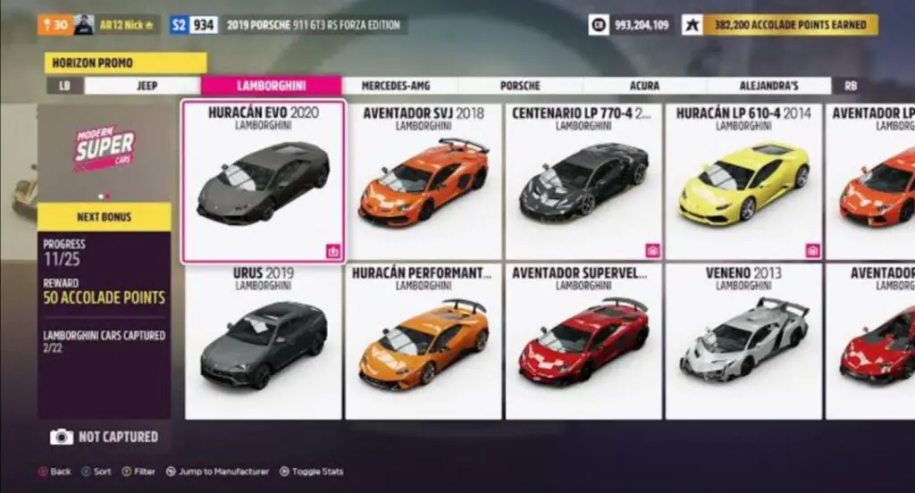 Forza Horizon 5  variety of cars